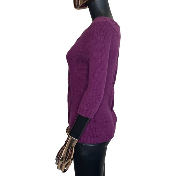 Vince 100% Cashmere Cable Knit Boat Neck Sweater XS | Rich Purple Luxe Soft - Picture 4 of 9